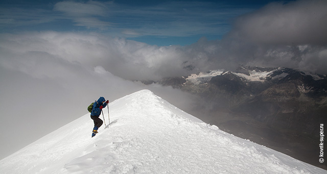 восхождение на вершину breithorn, альпы